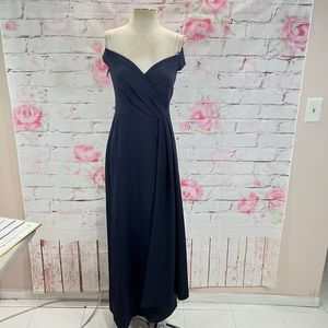 Eliza J Women's Off The Shoulder Pleated Accent Formal Gown Navy Blue Size 8